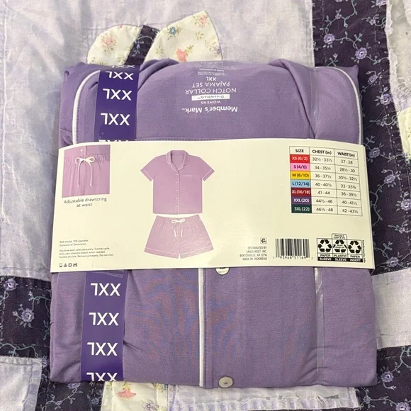 DreamMark Women's Lavender Notch Collar Short Pajama Set - XXL - Picture 2 of 3